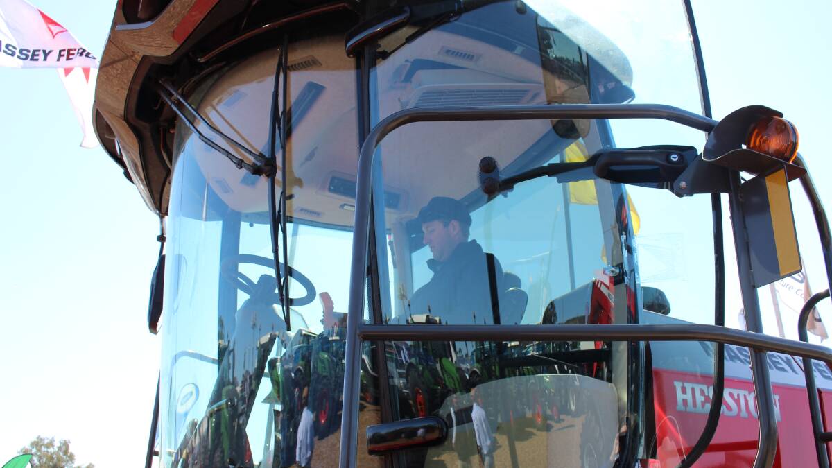 CLEAR VIEW: The new Massey Ferguson WR9800 windrowers were a drawcard at Commonwealth Bank AgQuip. 