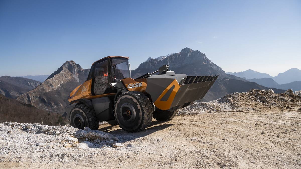 POWERED UP: According to Case the methane powered concept wheel loader is exceptionally stable and can easily work on significant inclines