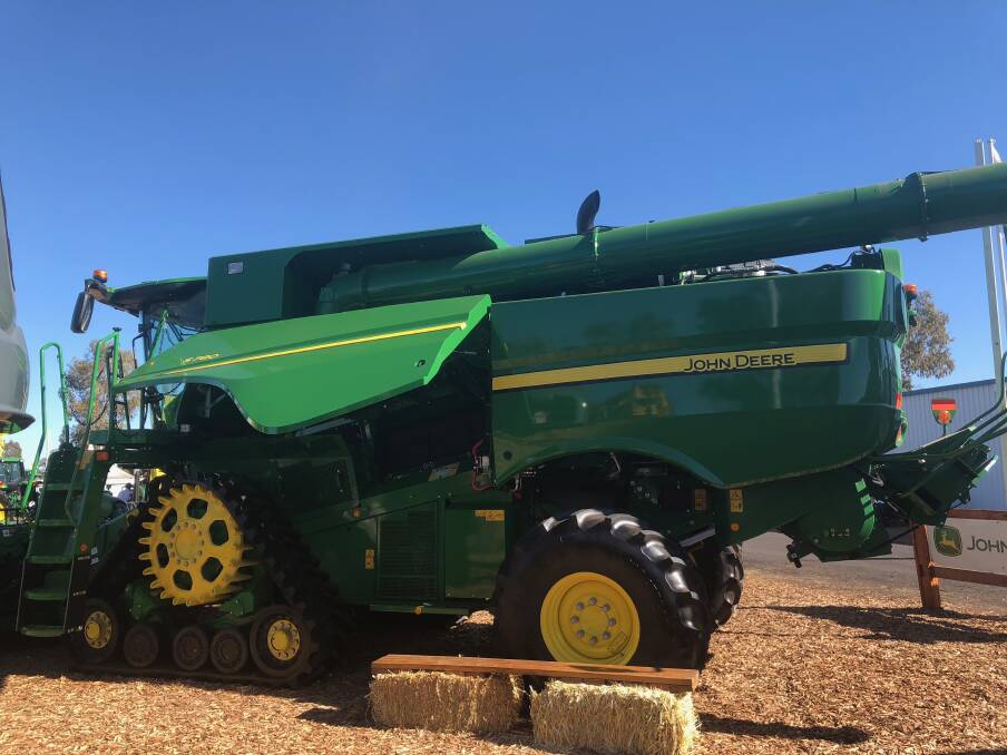 SMARTY TRACKS: The new John Deere S780 harvester was on display at the Peel Valley Machinery site at Commonwealth Bank AgQuip.