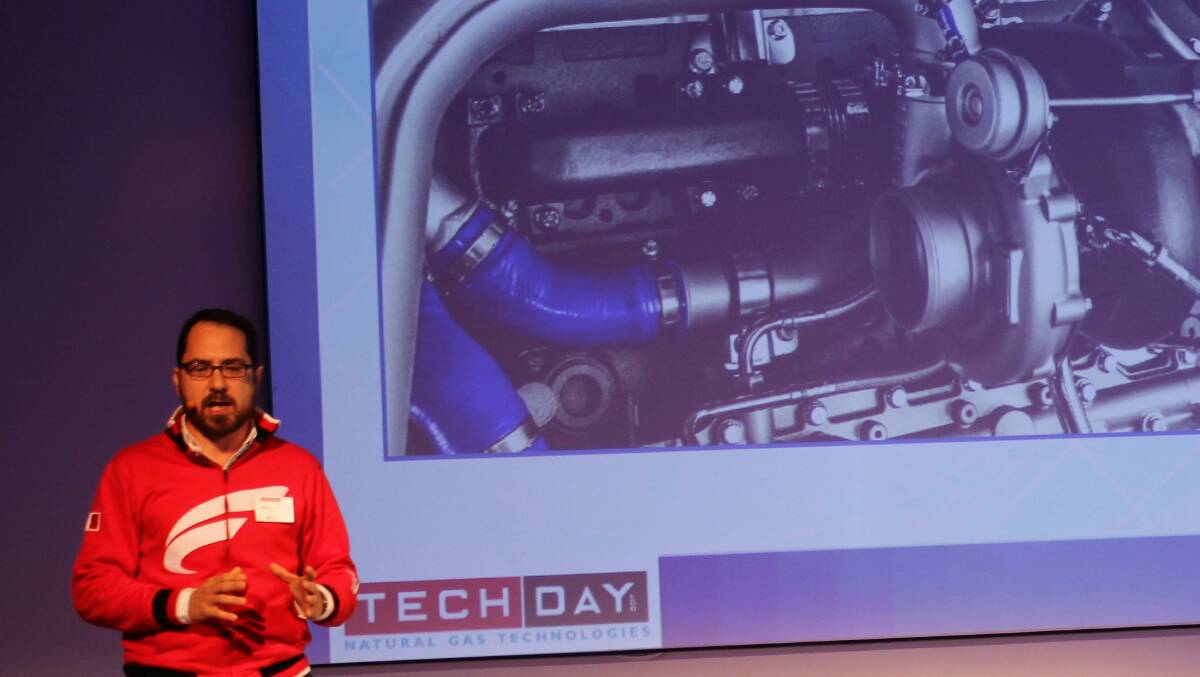 FPT powertrain technologies, head of product engineering, Pierpaolo Biffali presenting at FPT Tech Day, Turin, Italy