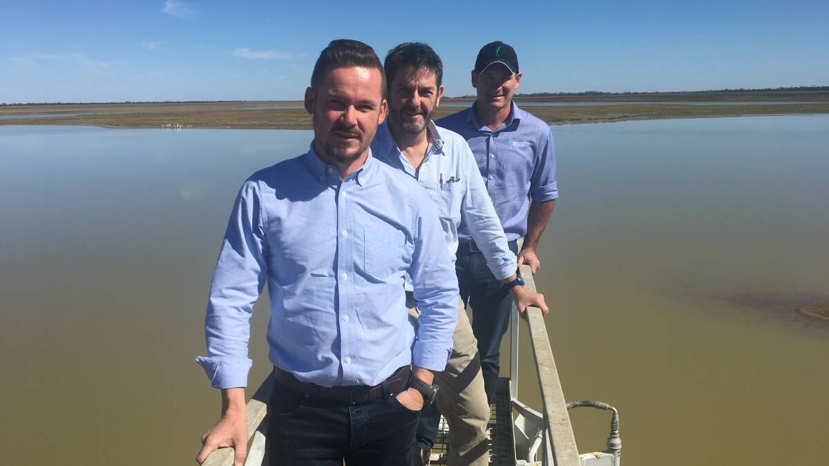 SHORING UP INVESTMENT: Anthony Potts, director principle investments for Westpac; Chris Duff, director, Delta Agribusiness and Tom Dowling, general manager of Goanna Ag