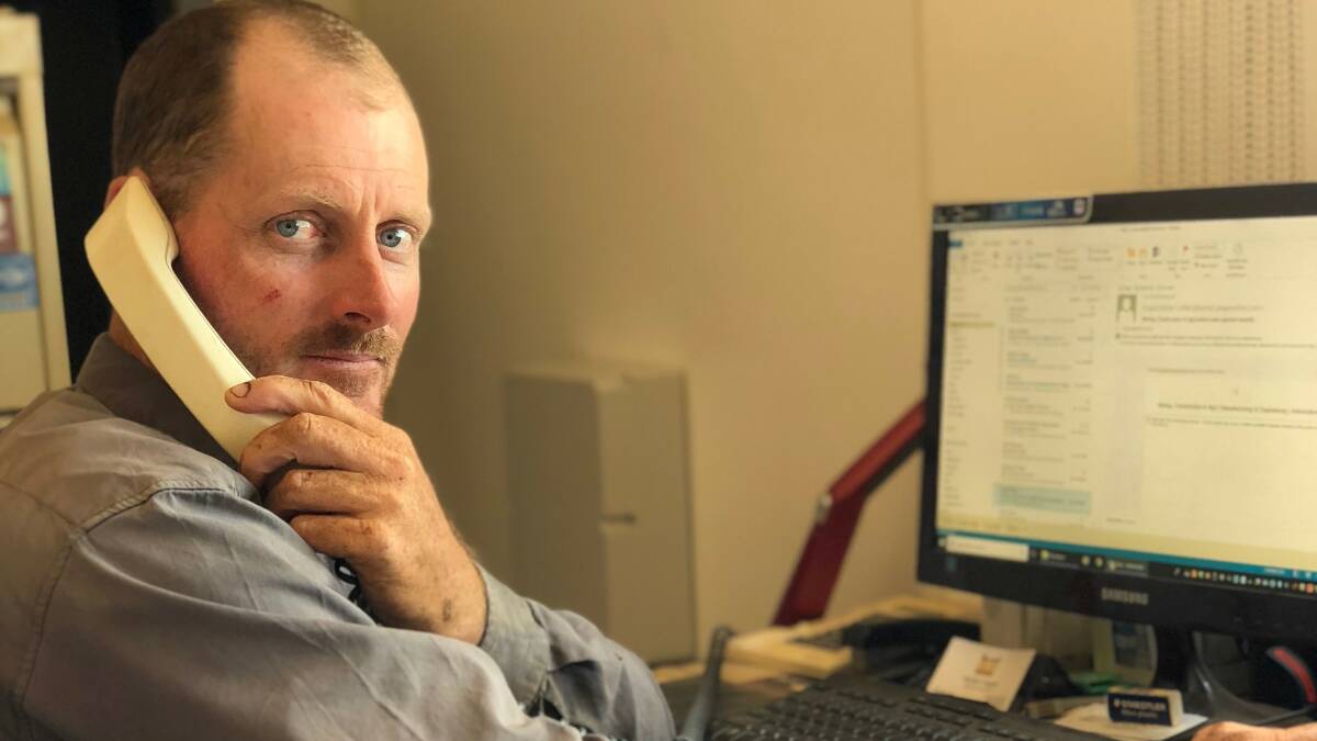 Randall Coggan from Condamine still utilises his landline phone to conduct his business. Photo: Better Internet for Rural, Regional and Remote Australia (BIRRR)