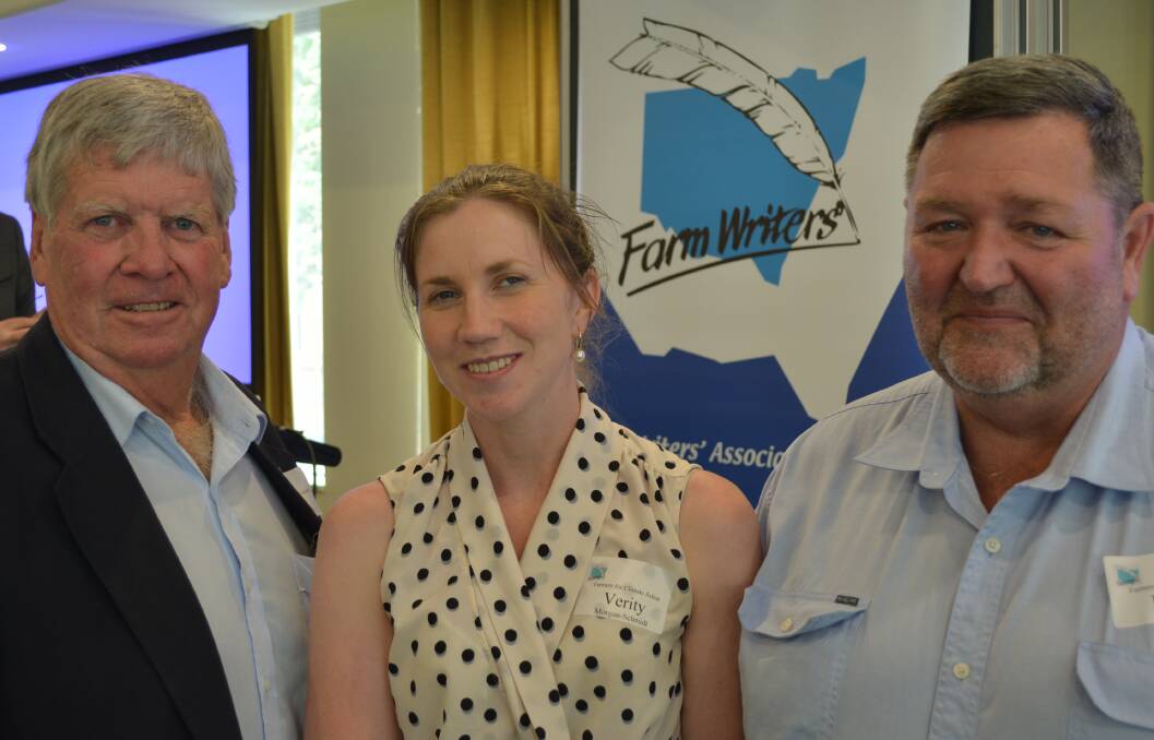 Farmers for Climate Action speakers at the Farm Writers of NSW forum, Jim McDonald, Quirindi; chief executive officer, Verity Morgan-Schmidt,  Sunshine Coast, Queensland, and David Mailer, Meralli Projects, Uralla.