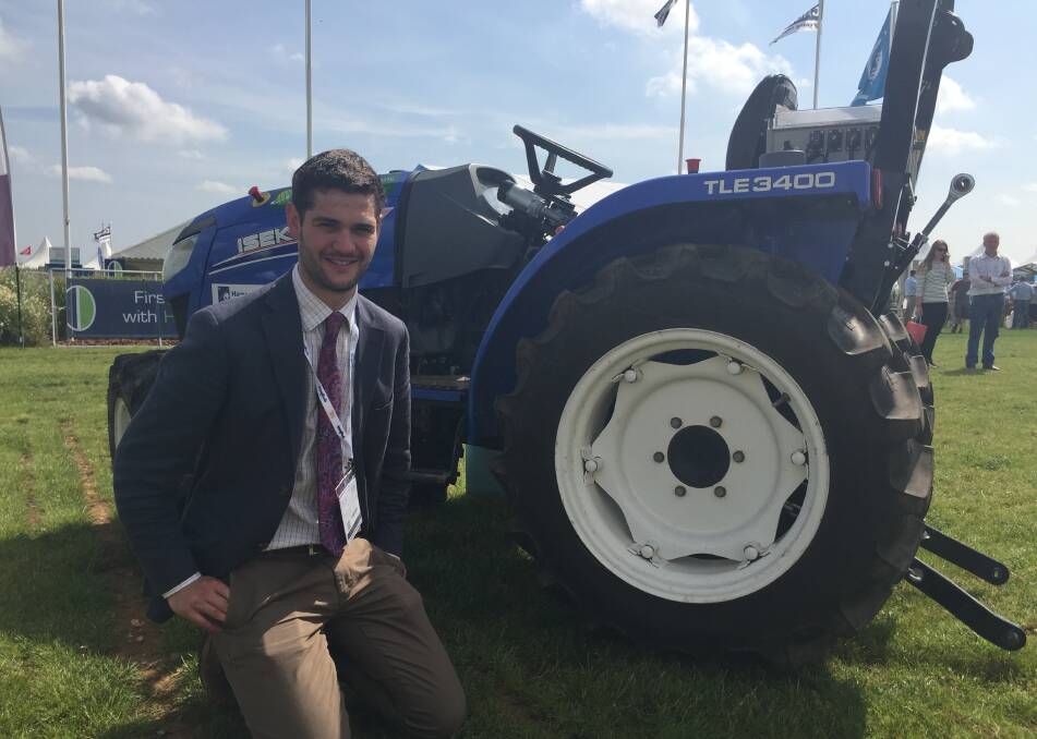 Agricultural engineer Kit Franklin, who is leading the team being the Hands Free Hectare project, with the automated tractor that is doing all the work.