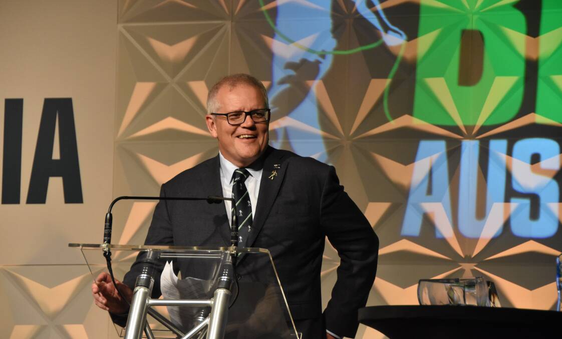 THANKYOU: Prime Minister Scott Morrison speaking at the Rabobank Awards Dinner at Beef Australia in Rockhampton this week.