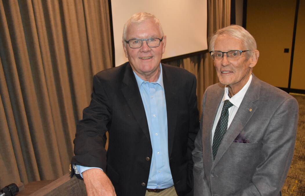 Leading beef breeding consultant Don Nicol with Dr Arthur Rickards, president of the Australian Registered Cattle Breeders Association.