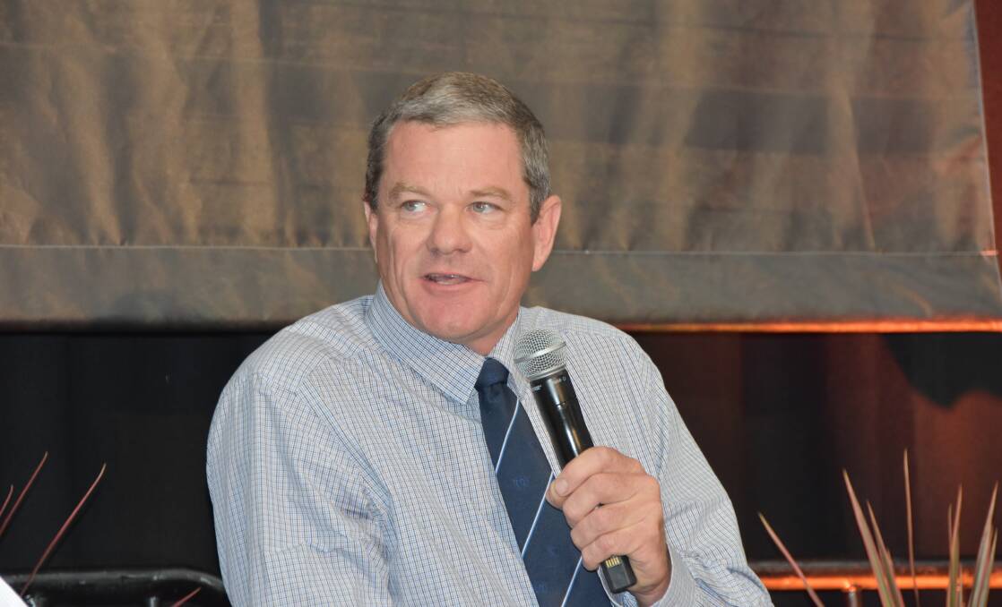 Corporate executive David Goodfellow speaking at Beef Australia in Rockhampton this month.