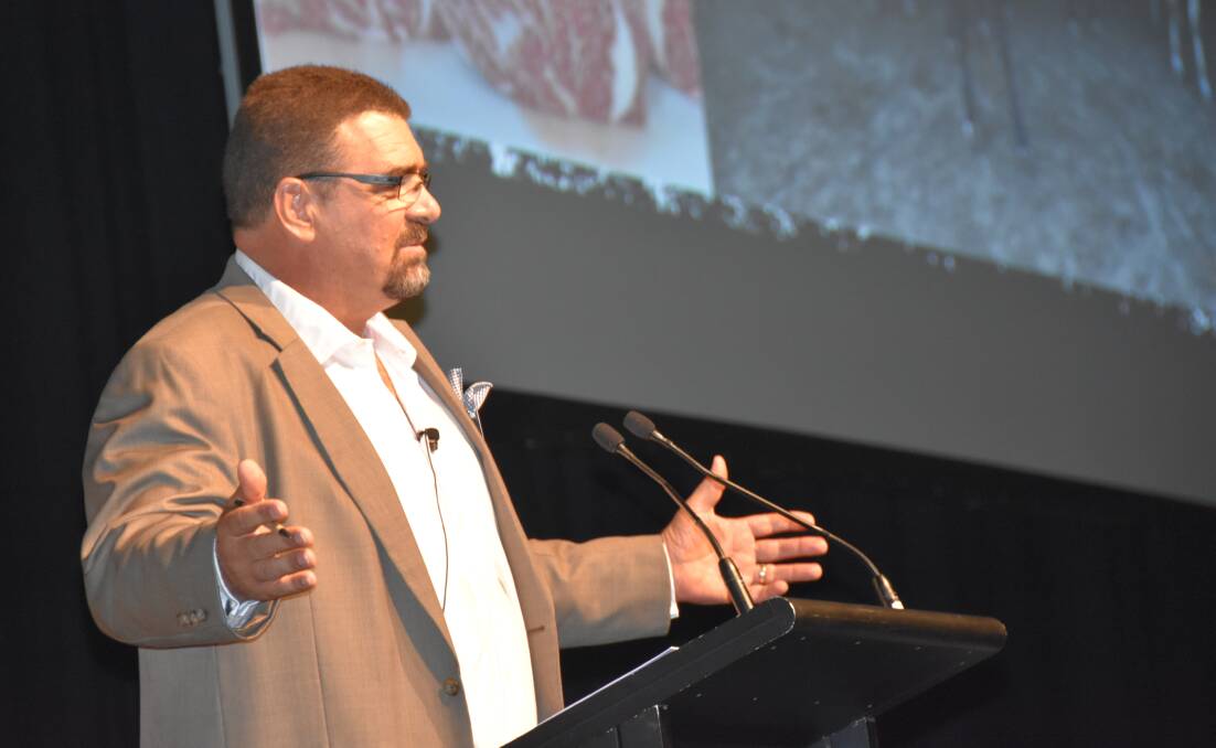 Jason Strong speaking at the MLA livestock breeding and genetics forum yesterday.
