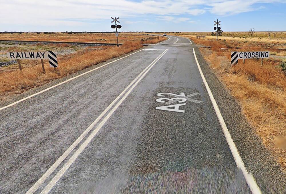 The scene of the level crossing collision on the Barrier Highway which has sadly claimed two lives. The highway has re-opened today. Picture: Google Maps.