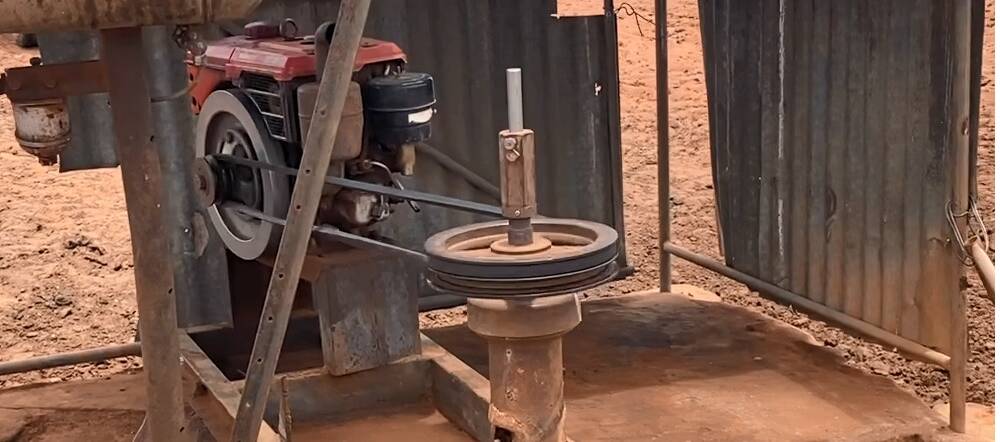 Police believe the station worker's clothes became tangled in this unguarded bore pump which led to his death. Picture: NT Police.