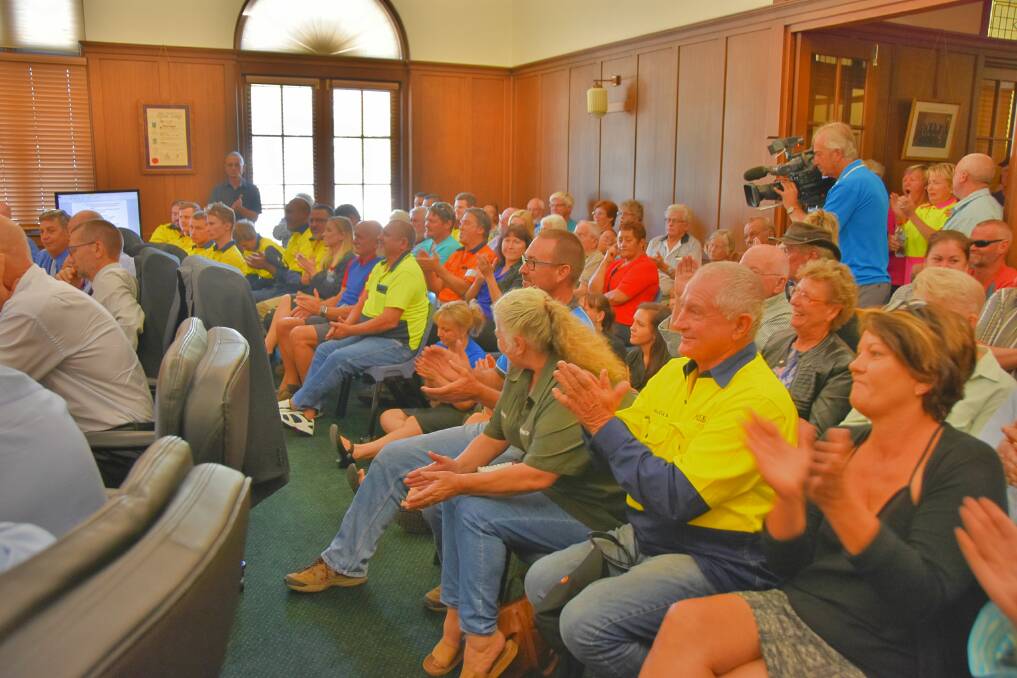 The Gympie Regional Council meeting was attended by a large number of Widgee Engineering workers, family and friends.