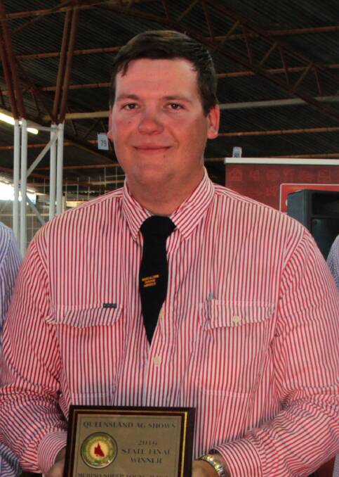 Matthew Baker won the National Merino sheep young judges at Melbourne Royal Show on Monday.