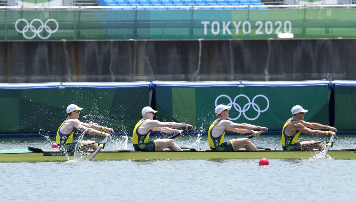 Our men's fours, featuring rowers from country SA and NSW, had a thrilling victory in the gold medal race on Wednesday. Photo: AAP.
