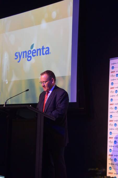Syngenta Australasia territory head Paul Luxton announcing an award winner. 