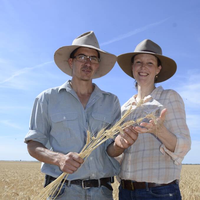 SUSTAINABLE FOCUS: Mallee farmers Josh and Peri McIntosh, Border Park Organics, Nadda, are striving to become more sustainable wheat producers.