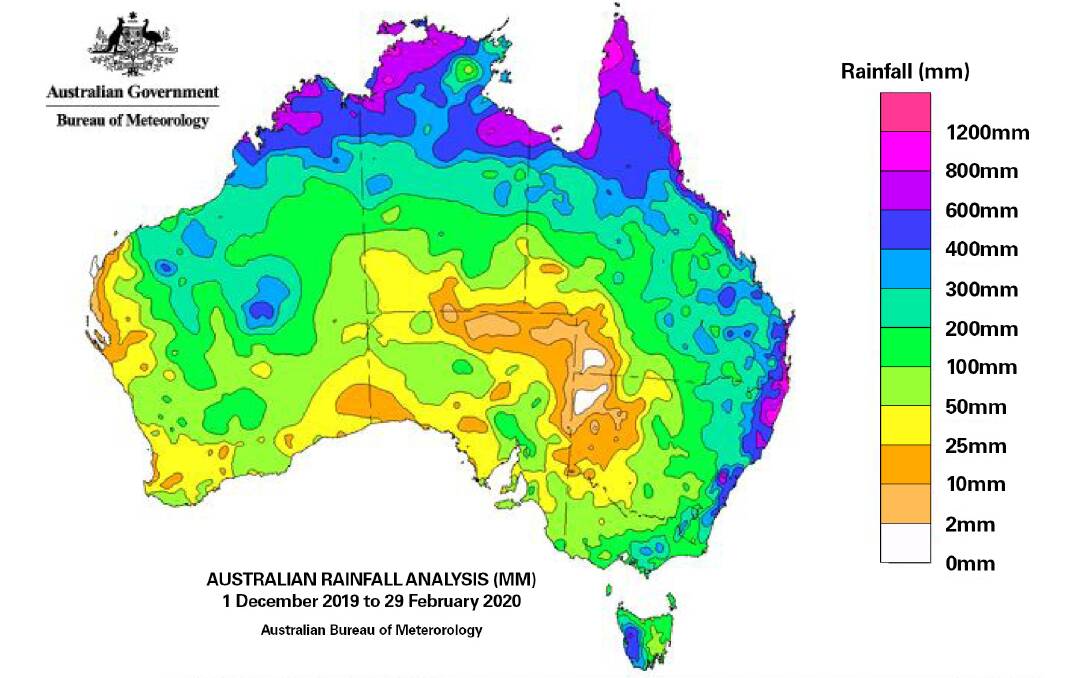 Good late summer rain does not distract from the fact it has been overall drier and hotter this summer according to the BOM. Map source: BOM.