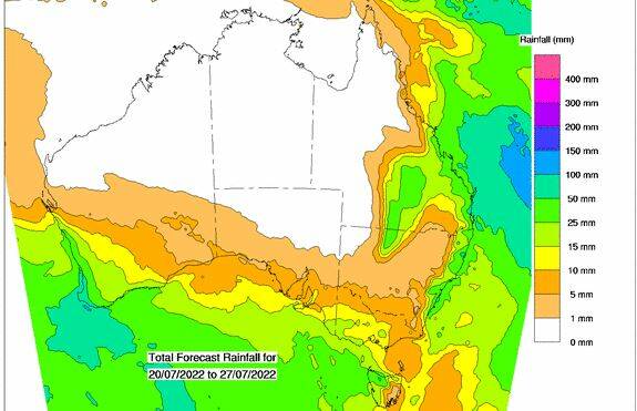 RAINBAND: Good rain is tipped in areas such as southwestern Queensland, western Victoria and southwestern WA, all of which will gladly accept the falls.