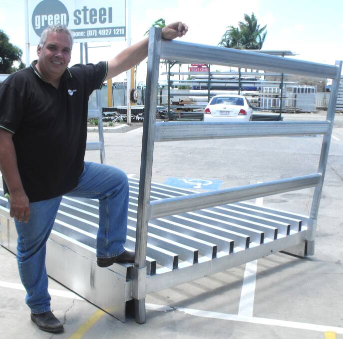 Great grids: Greensteel Rockhampton branch manager Steve Seibold, displays a hot dipped galvanised steel road grid which have been proving popular with customers.