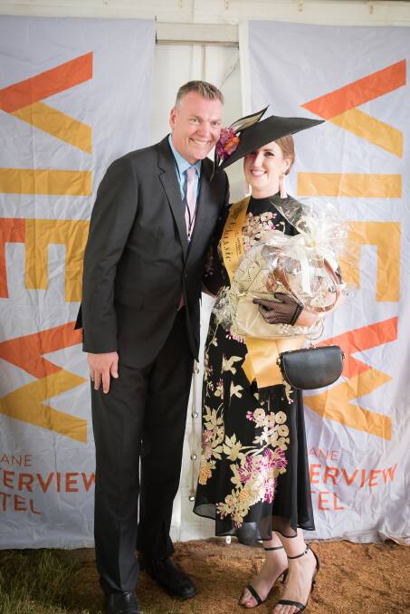Stylish duo: Tony Coates and Jacquetta Arnold from Longreach had a ball during the Fashions competition at the 2017 Royal on 99 Roma Cup races.
