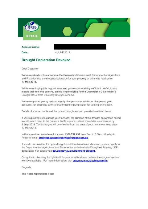 Ergon apologises for drought revocation email