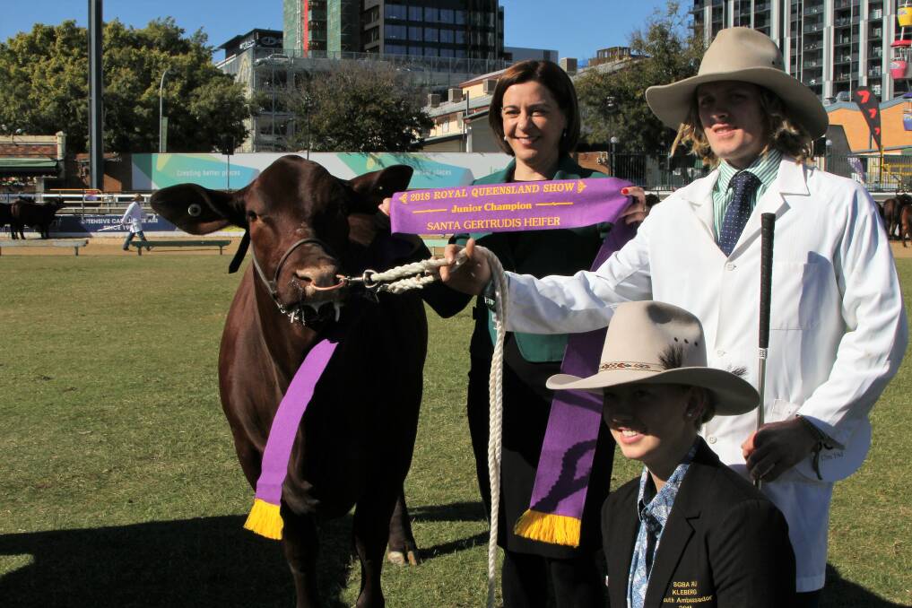 Georgie McMaster, bottom right, with opposition leader, Deb Frecklington, and Yarrawonga handler, Kylen Malycha, played an active role in the judging ring.