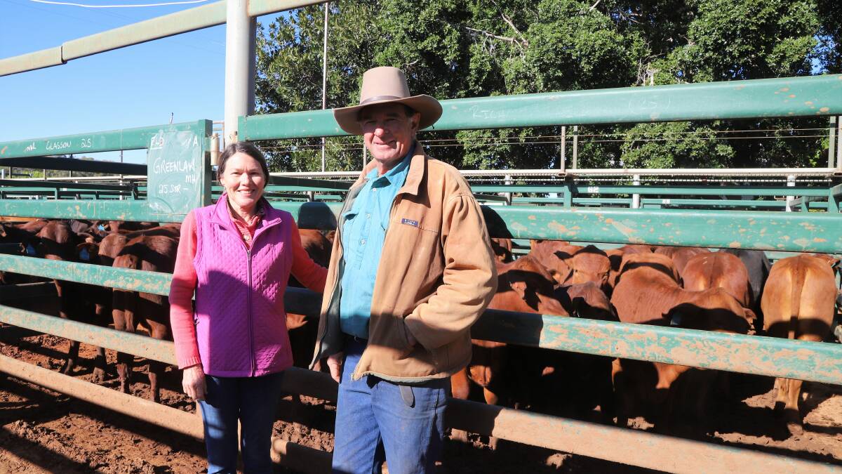 Susan and Harry Glasson were up from Greenlaw at Yaraka to see their young steers sold at the Blackall sale. Picture: Sally Gall