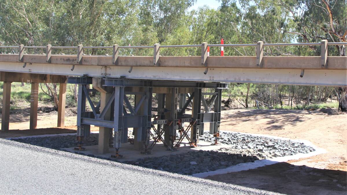Underpinning work at the Alice River bridge on the Landsborough Highway has taken place. Picture: Sally Gall
