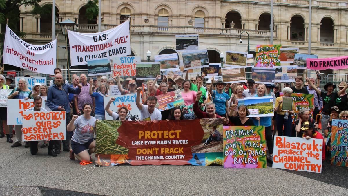 Protesters making their point in front of Parliament House in Brisbane. Pictures: Helen Walker.