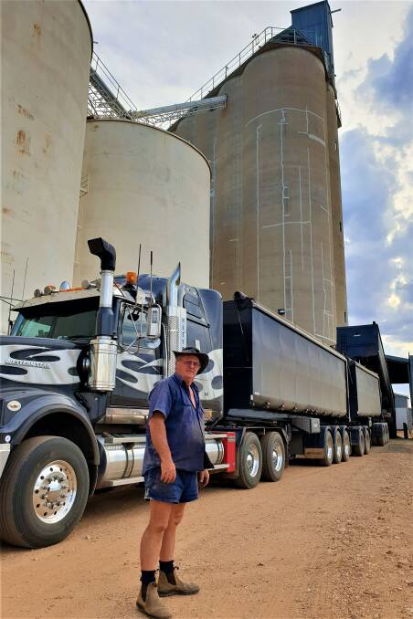 Brian Christensen, Dalby, unloading wheat at the Ulimaroa silos east of Dulacca on Sunday. Pictures: Sally Gall