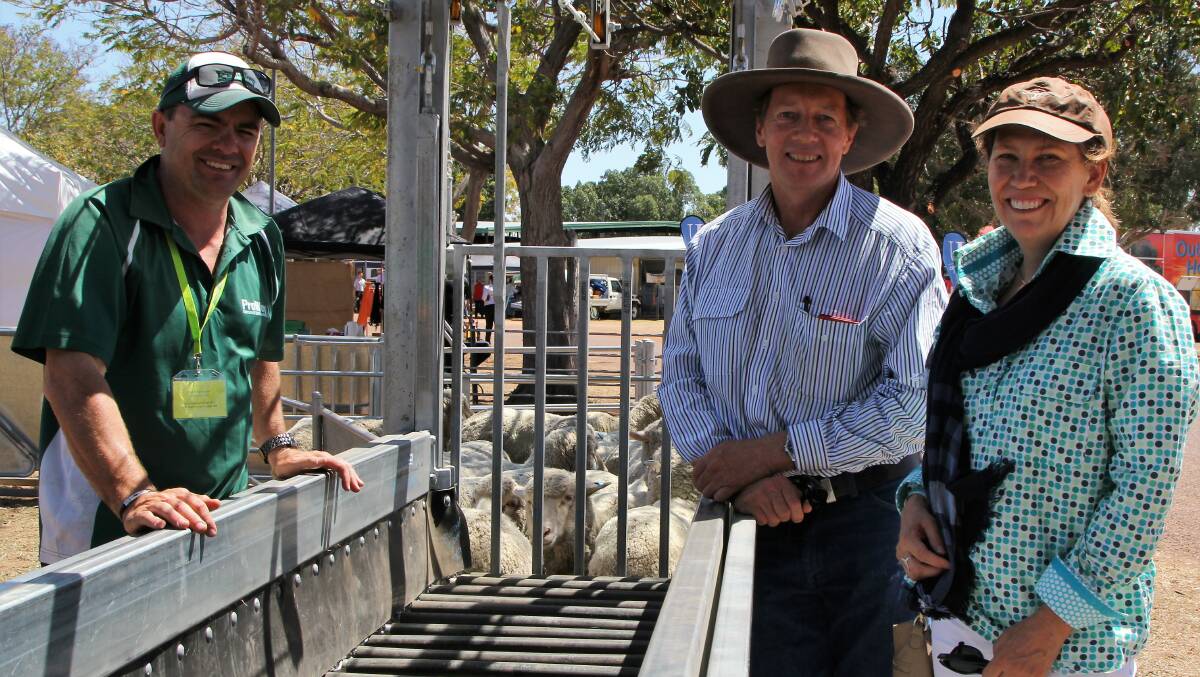 David and Clare Paterson, Isisford used the 2017 Westech Field Days to go shopping for improvements to their meat sheep business. Picture - Sally Gall.