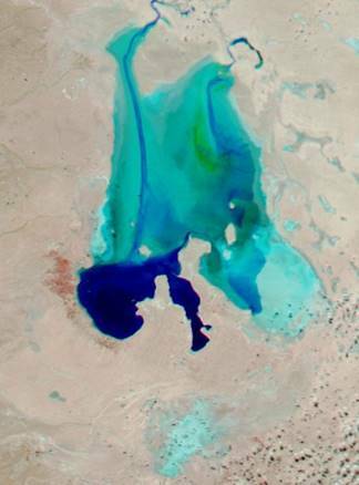 A satellite image of Lake Eyre North supplied by the Bureau of Meteorology.