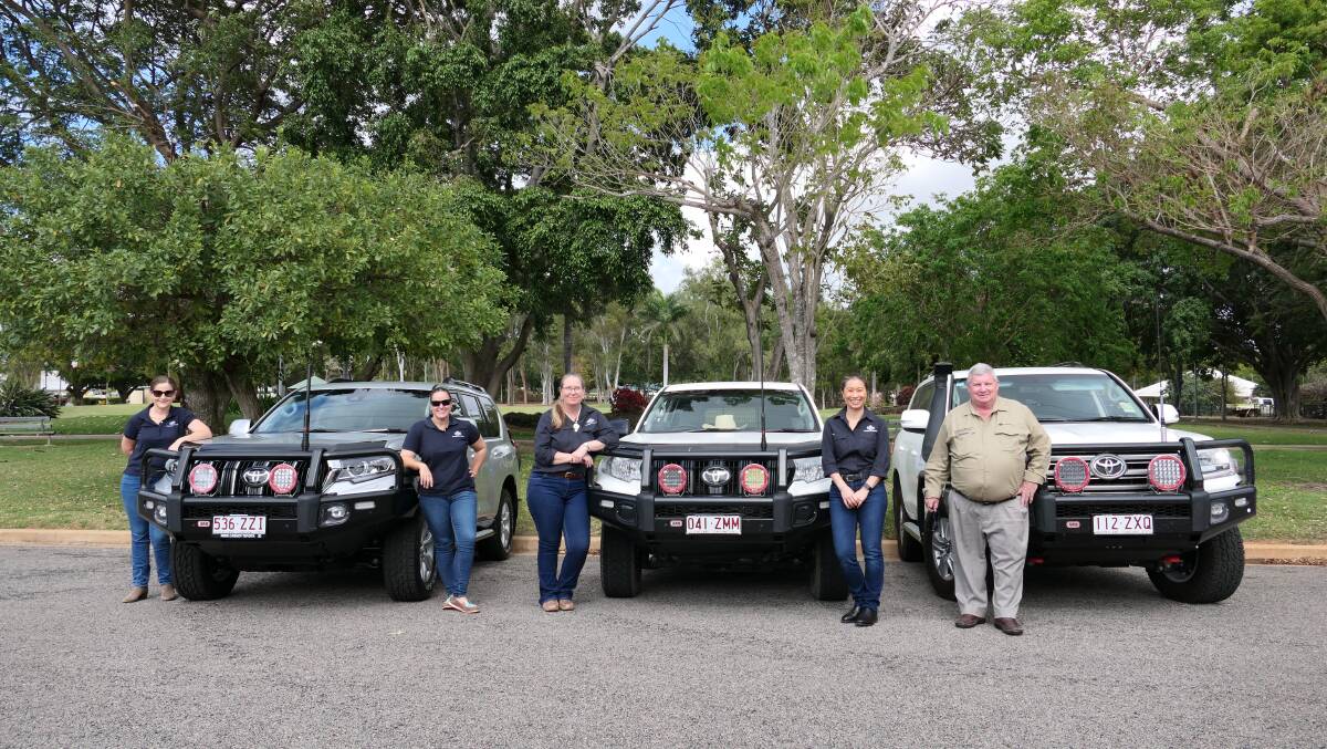 Regional Recovery Officers Emma Rush, Rachael OBrien and Tahna Jackson with Agency staff member Lani Reid and Shane Stone on the ground in Charters Towers.