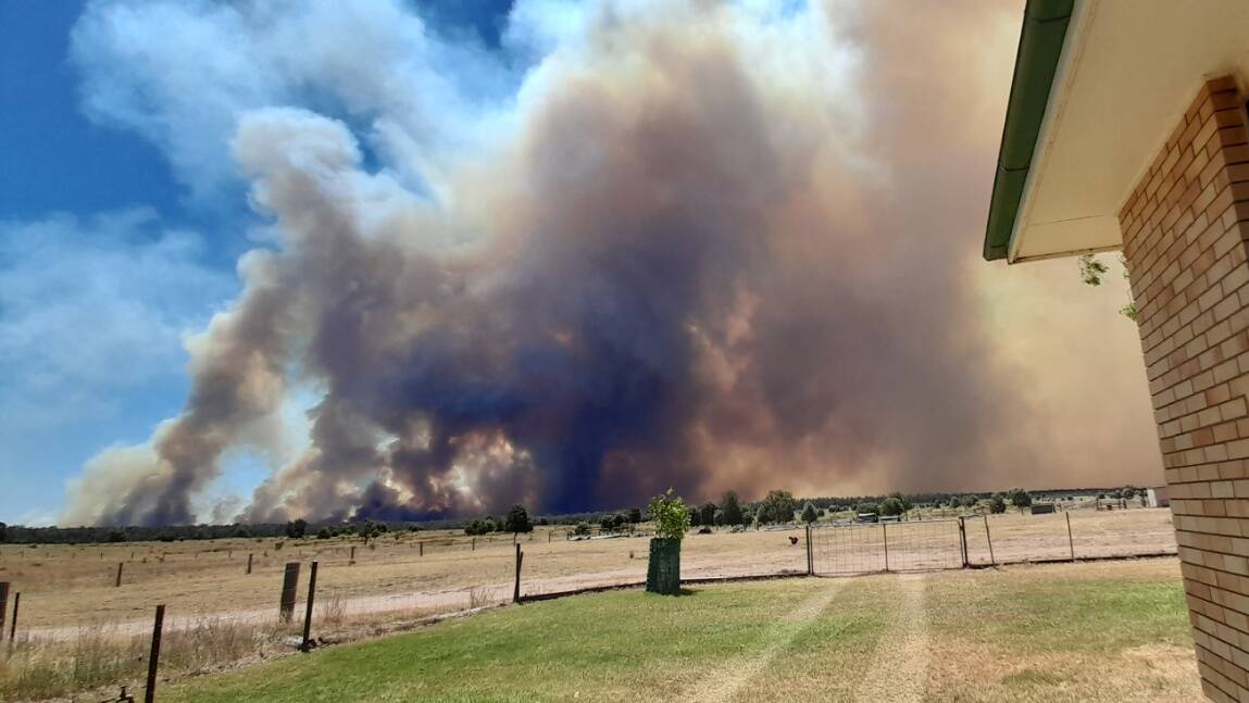 A view of the bushfire from the Davies' home north east of Miles. Pictures supplied.