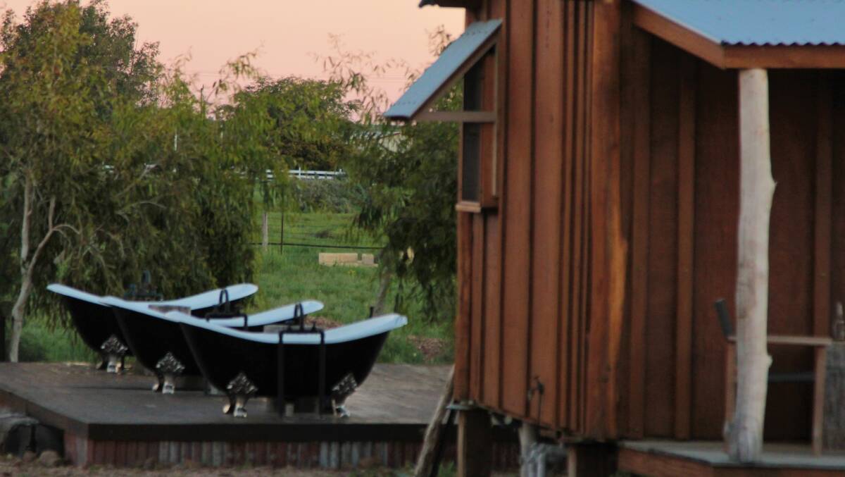 The outdoor bathtubs at the Saltbush Retreat on the eastern side of Longreach.