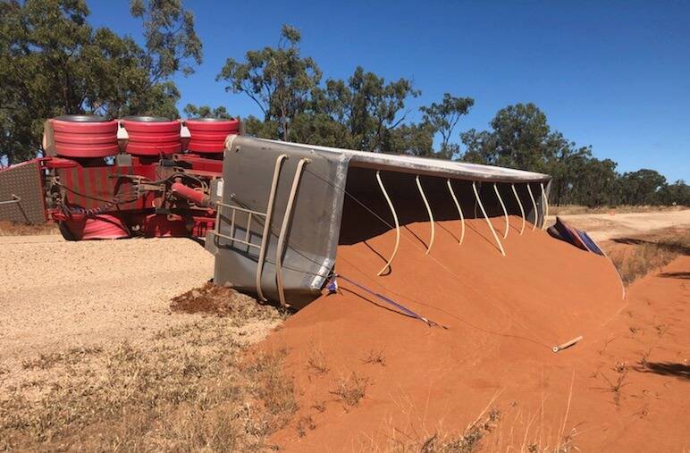 Traffic accidents such as this are becoming more frequent thanks to the state of the May Downs Road, Clarke Creek locals say. Photos supplied.