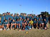 The junior Wallabies squad ready for a community rugby training session at the Longreach Showgrounds. Pictures: Trudy Bruggemann