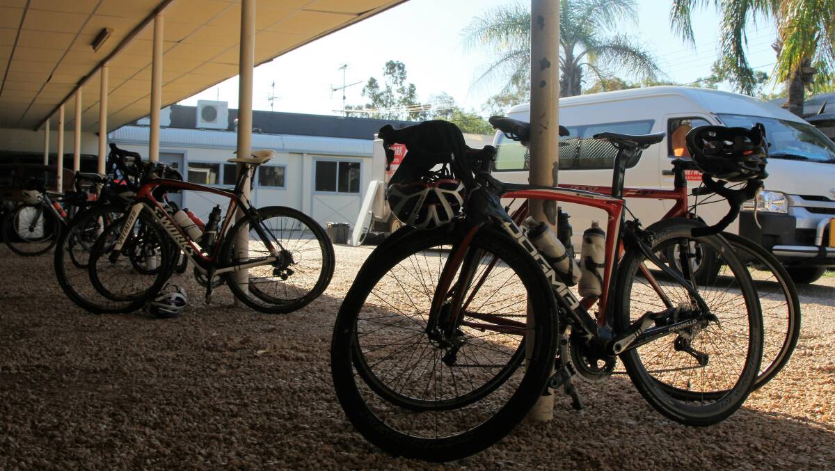 Bikes took up the parking space at Blackall's Coolibah Motel on Thursday afternoon.