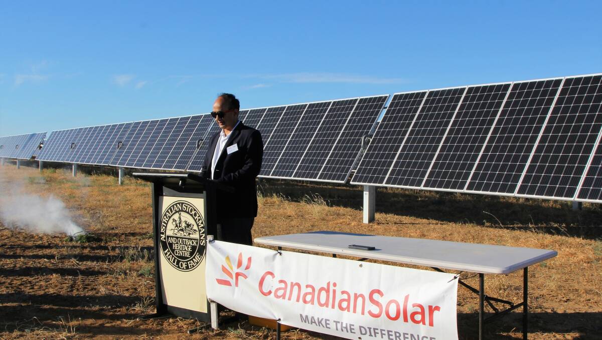 Steven Iyer, Canadian Solar's energy group vice president of operations, speaking at the inauguration of the Longreach project.