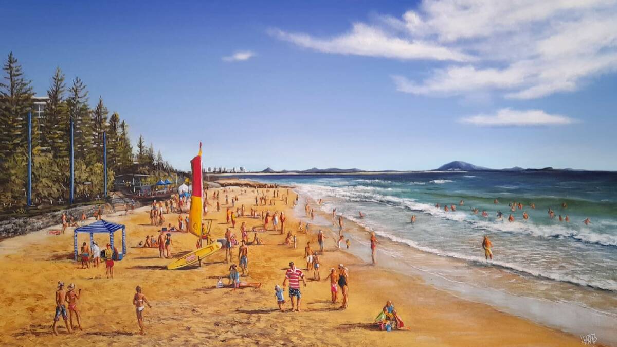 This artwork, View from Surf Club, Mooloolaba is a familiar sight for many.