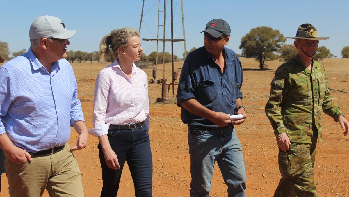 The suggestions Stephen Tully, second right, was able to put to Prime Minister Scott Morrison, regional services minister, Bridget McKenzie, and drought coordinator, Major General Stephen Day, in August, resulted in a cash injection to 81 droughted shires in Australia, which Quilpie landholders are benefiting from.