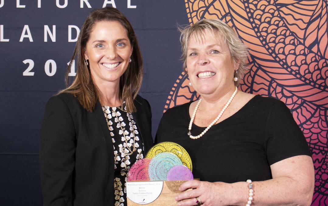 Tambo Teddies owners Tammy Johnson and Alison Shaw accepting the award at the gala ceremony in Brisbane. Picture contributed.