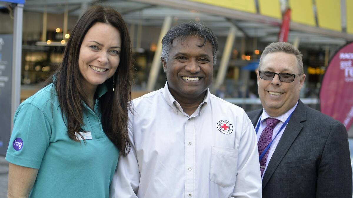 GIVIT Founder and CEO Juliette Wright, Red Cross Emergency Services Co-ordinator Collin Sivalingum and Queensland’s Inspector-General Emergency Management Iain MacKenzie, at the Get Ready Qld launch in Brisbane this week.