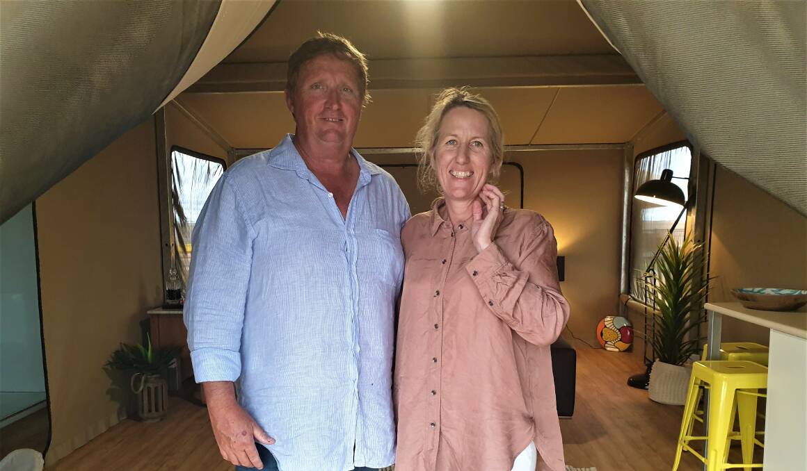 Low impact: Despite the delayed start to western Queensland's tourist season, Dave and Tanya Neal are excited about their new glamping business venture. Picture: Sally Gall.