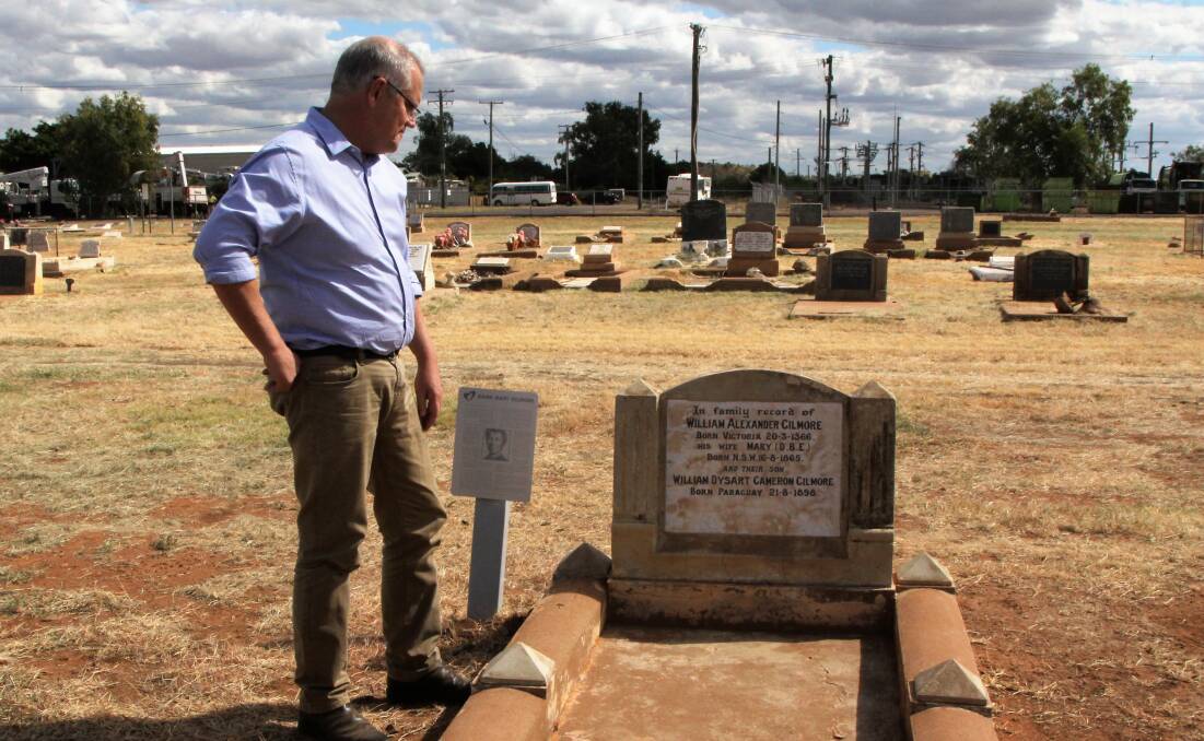Prime Minister Scott Morrison visiting the resting place of his great great aunt, Dame Mary Gilmore.