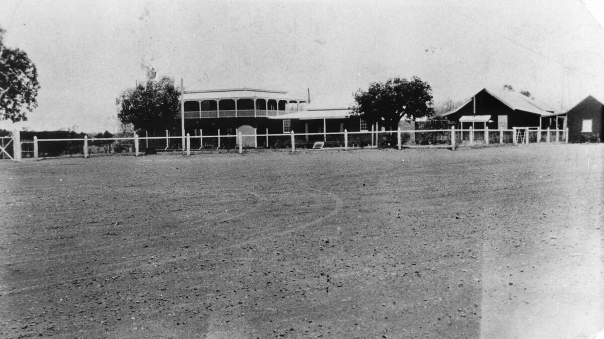 The Barcaldine Downs homestead was built in two stages. The section to the right was built in the 1870s and the higher section to the left, in the 1890s. The more recent additions feature upper verandahs and a pyramid roof structure to the upper story. Picture: State Library of Queensland