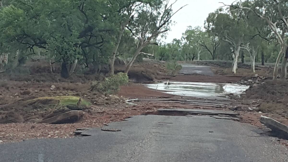 The Butchers Creek crossing on Corella Park Road in the Cloncurry shire, just after the flood waters receded.