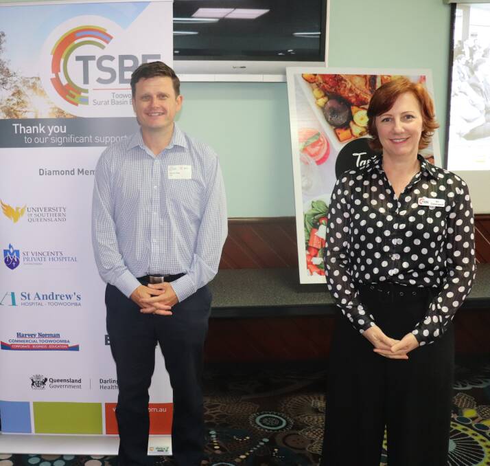 Warren Twist, APA's access and approval manager north east, with TSBE CEO Ali Davenport at the breakfast in Chinchilla. Picture supplied.