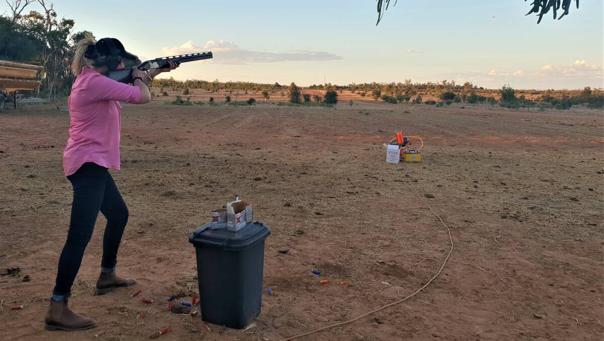 Senator Bridget McKenzie taking part in some recreational shooting at Alpha in 2019.