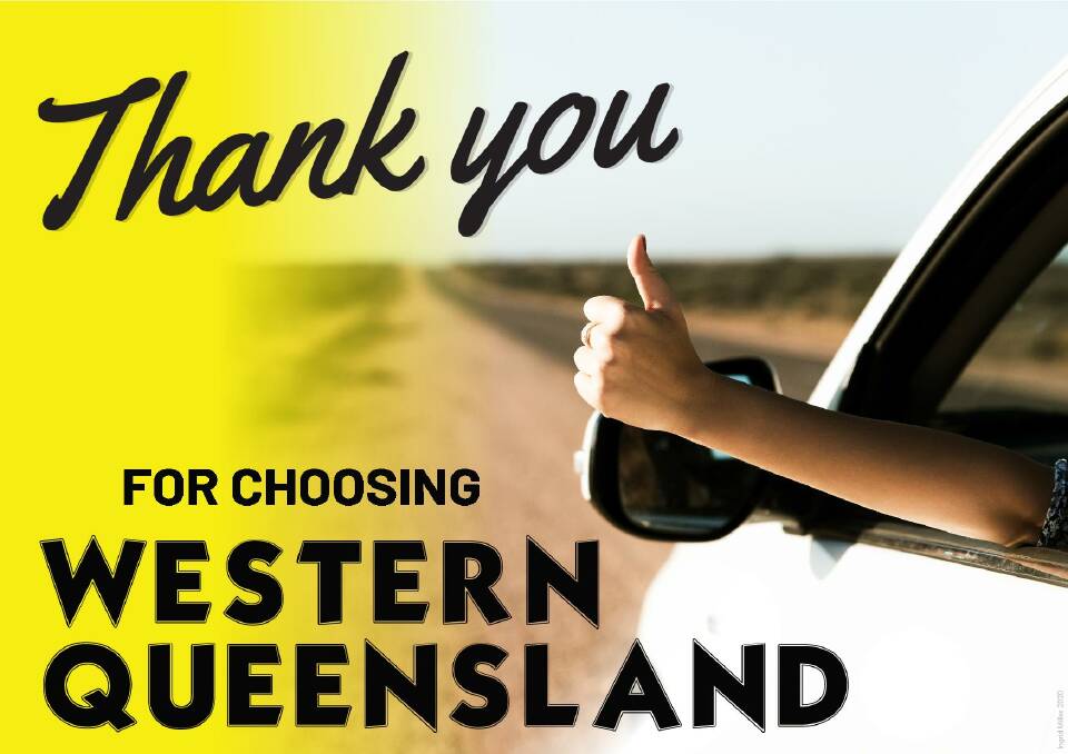 Ingrid Miller's poster gives off a positive thumbs up vibe to tourists driving through western Queensland.