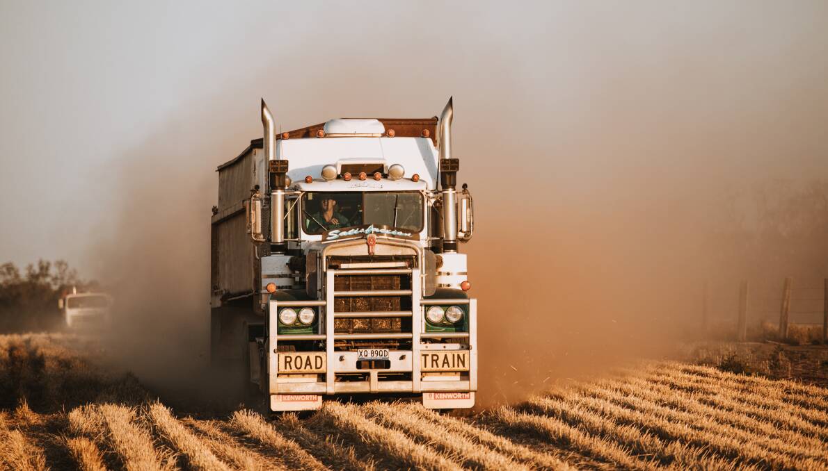 Jack Dearden carting grain at Borally during harvest.